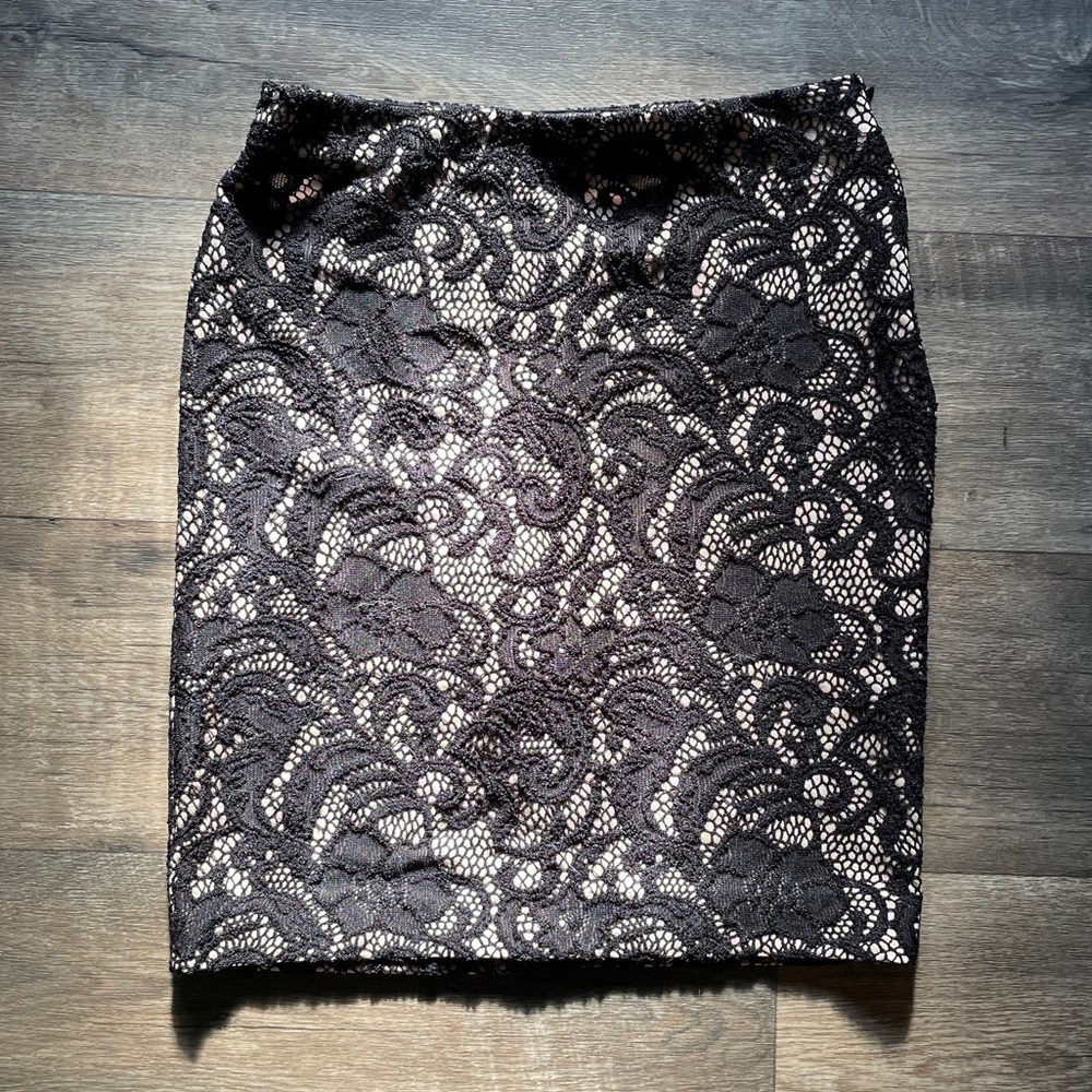 Ann Taylor Black Lace Pencil Skirt